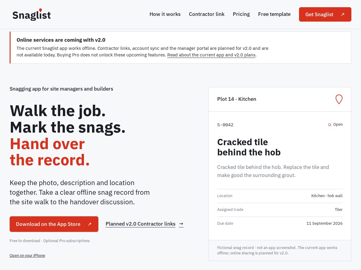 Landing-page snapshot of usesnaglist.com
