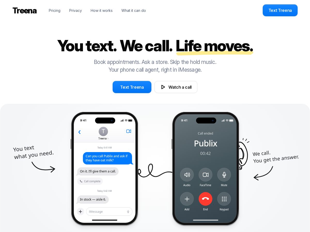 Landing-page snapshot of usetreena.com