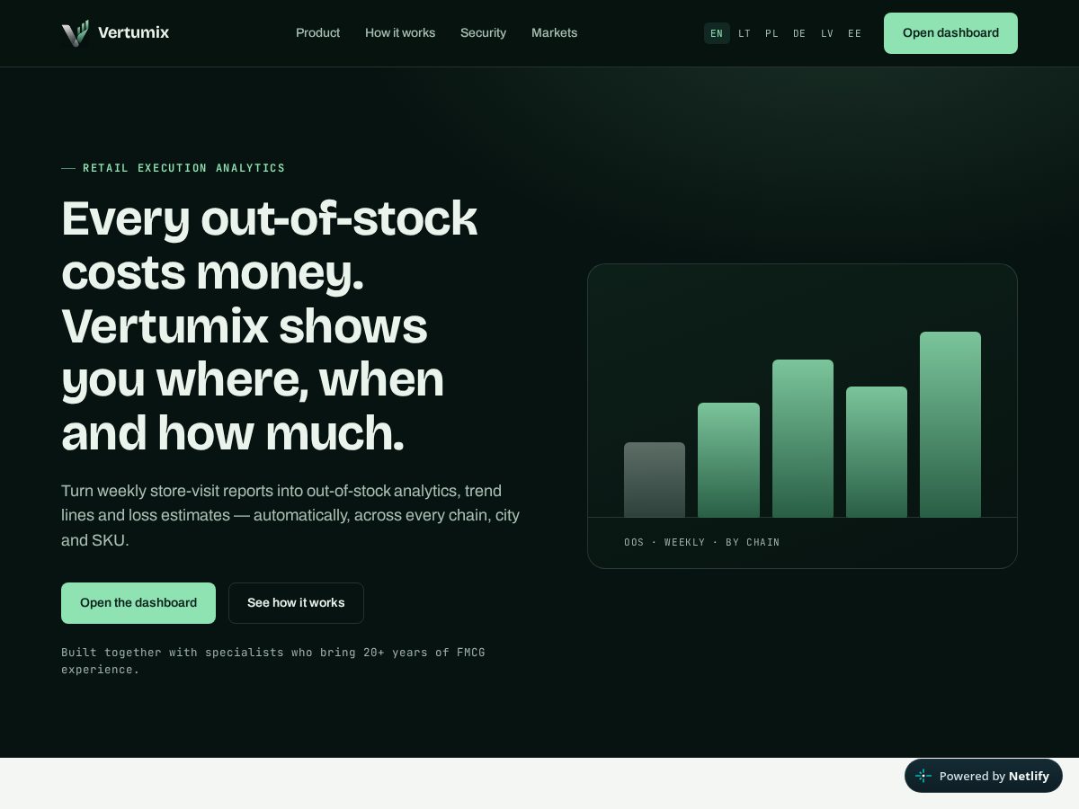 Landing-page snapshot of vertumix.com