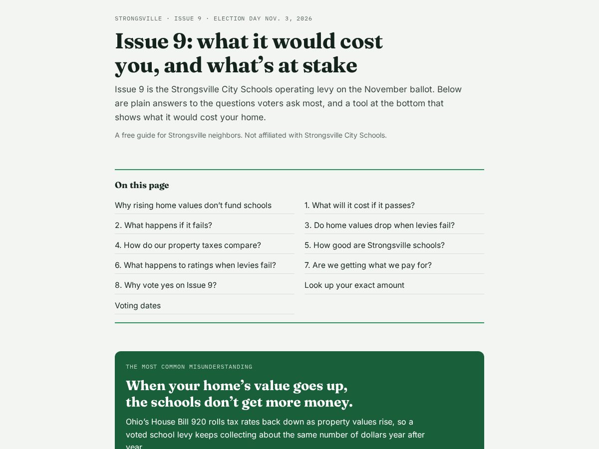 Landing-page snapshot of voteyesforissue9.com