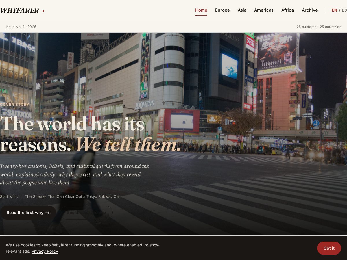 Landing-page snapshot of whyfarer.world