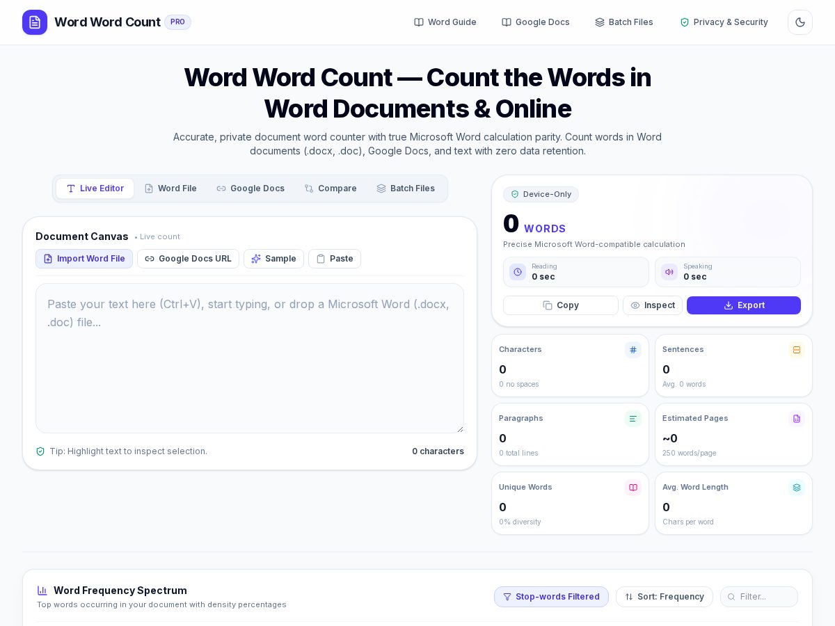 Landing-page snapshot of wordwordcount.com