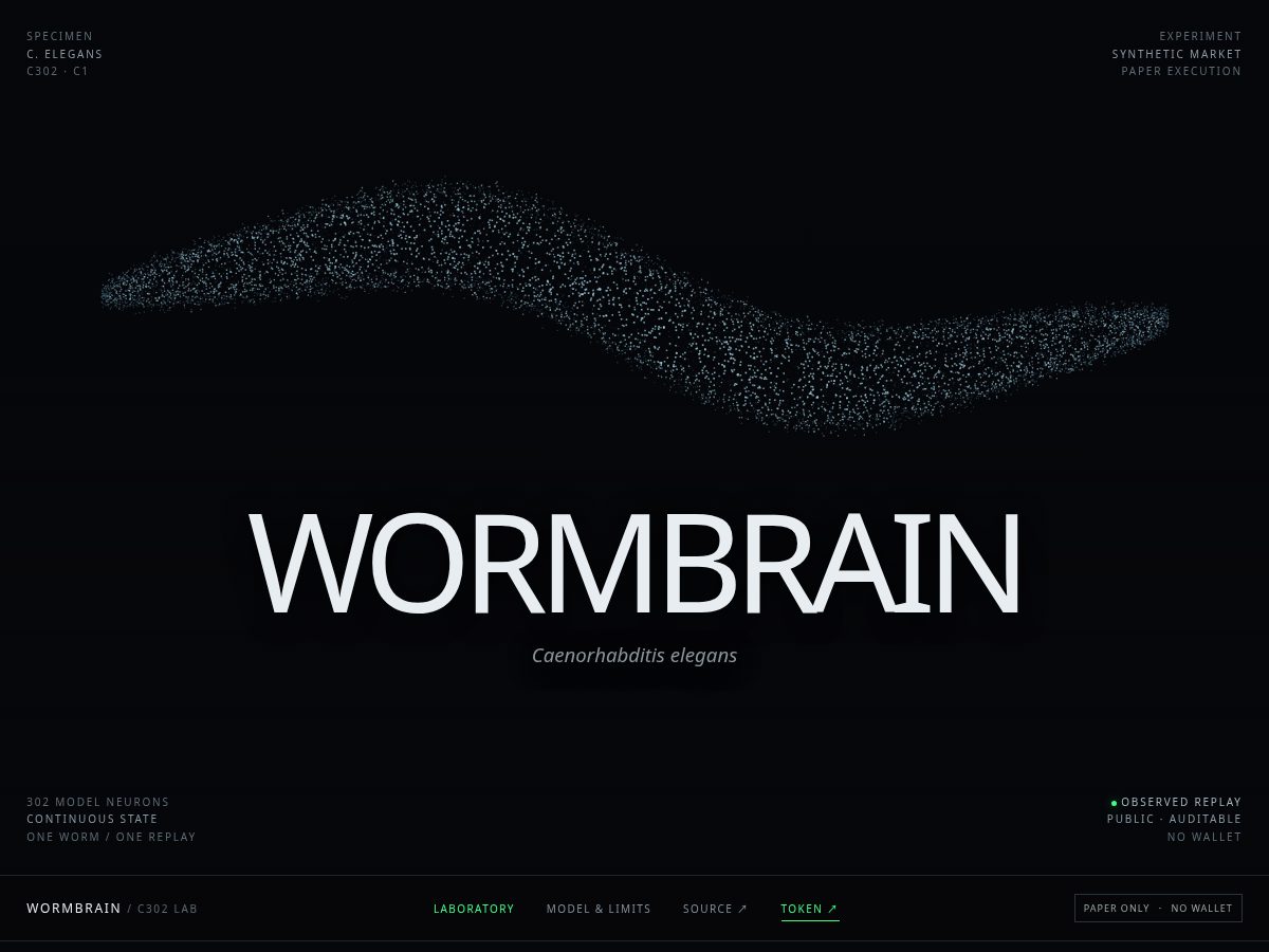 Landing-page snapshot of wormbrain.family