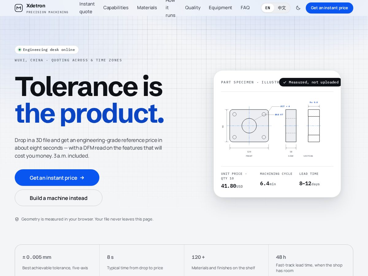 Landing-page snapshot of xdetron.com