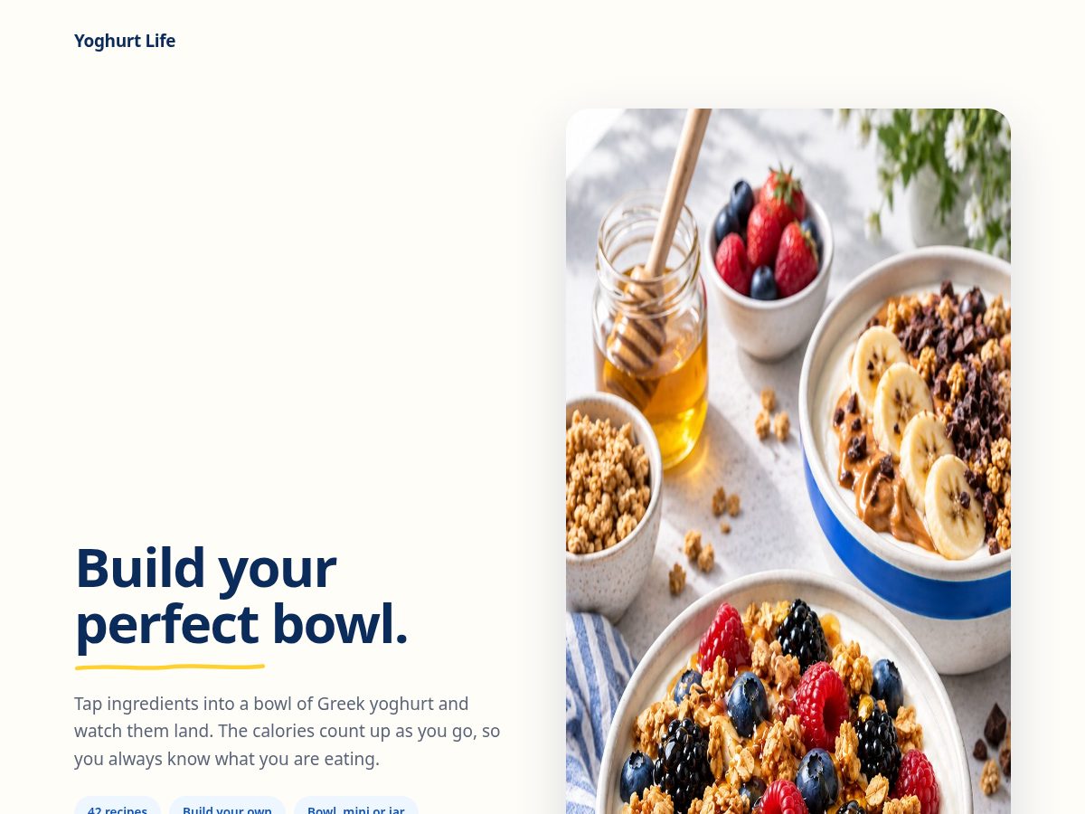 Landing-page snapshot of yoghurtlife.com