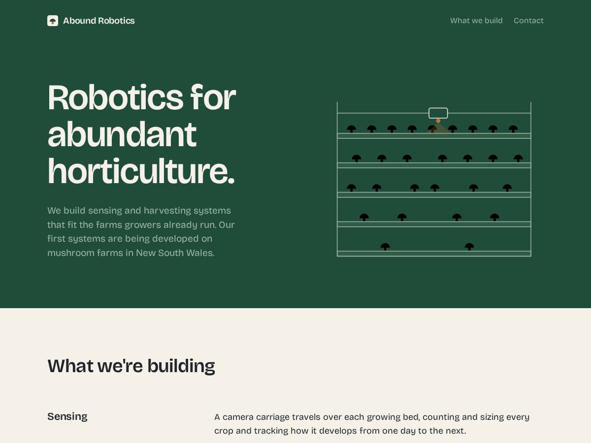 Landing-page snapshot of aboundrobotics.com