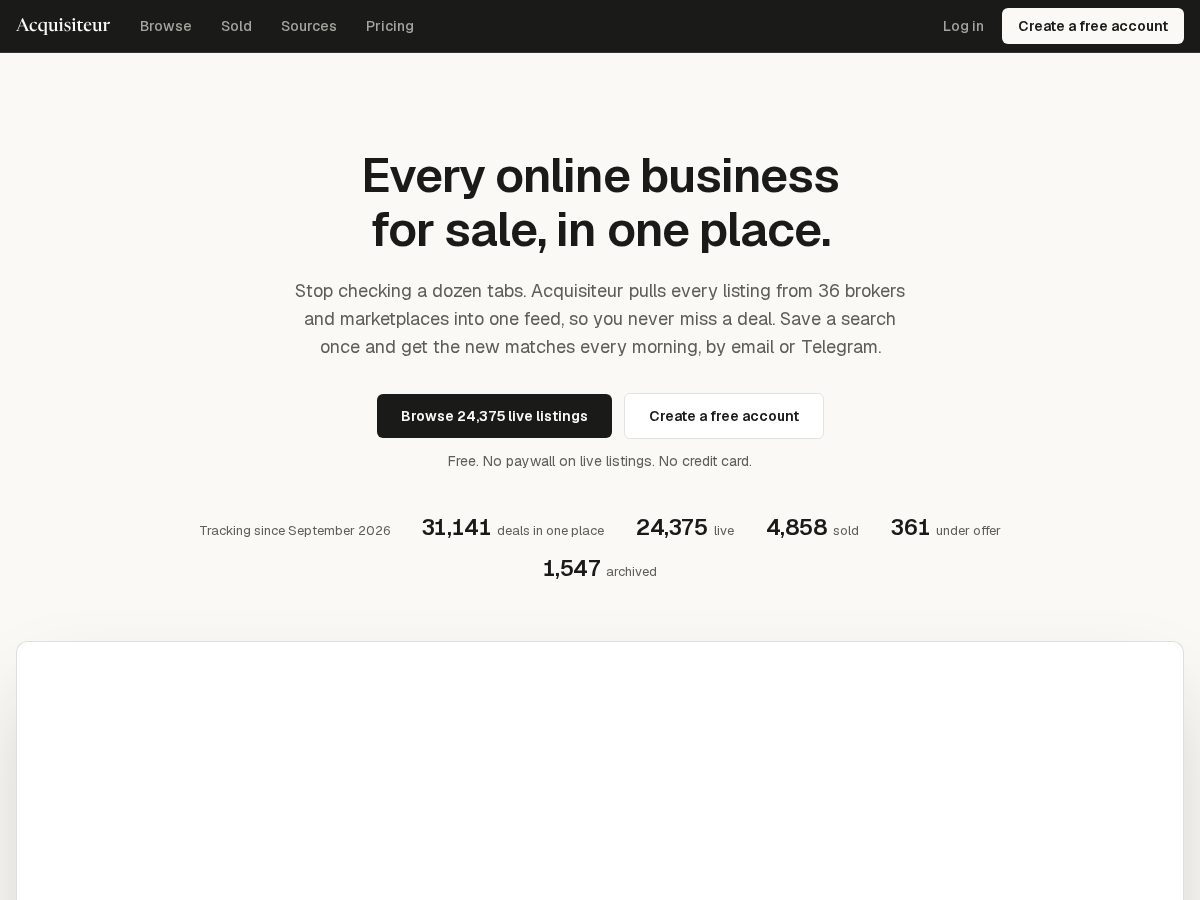 Landing-page snapshot of acquisiteur.com