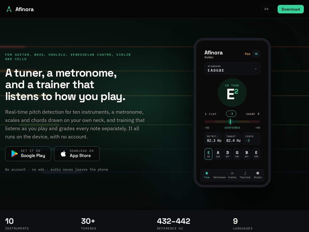Landing-page snapshot of afinora.app