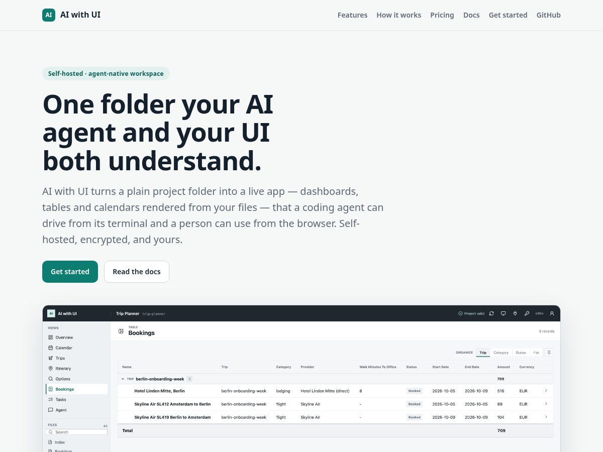 Landing-page snapshot of aiwithui.net