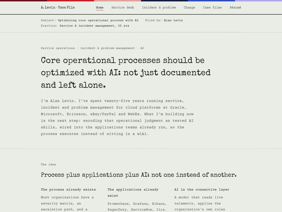Landing-page snapshot of alanlevin.dev