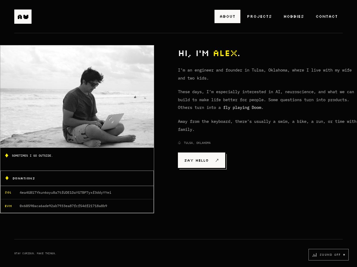 Landing-page snapshot of alexwormuthh.com