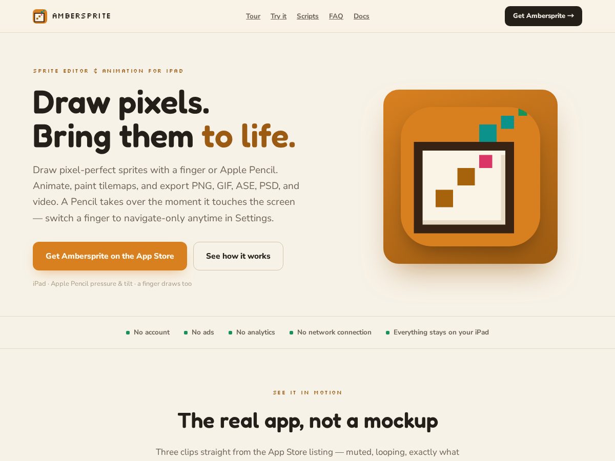 Landing-page snapshot of ambersprite.com