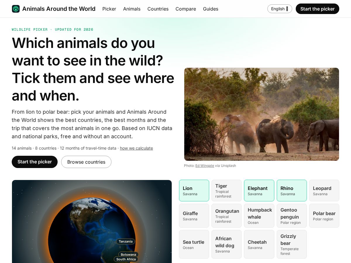 Landing-page snapshot of animalsaroundtheworld.com