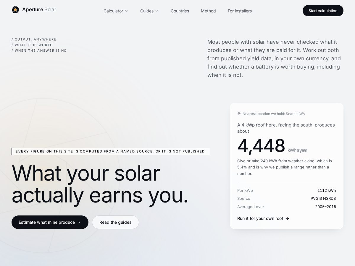 Landing-page snapshot of aperture.solar