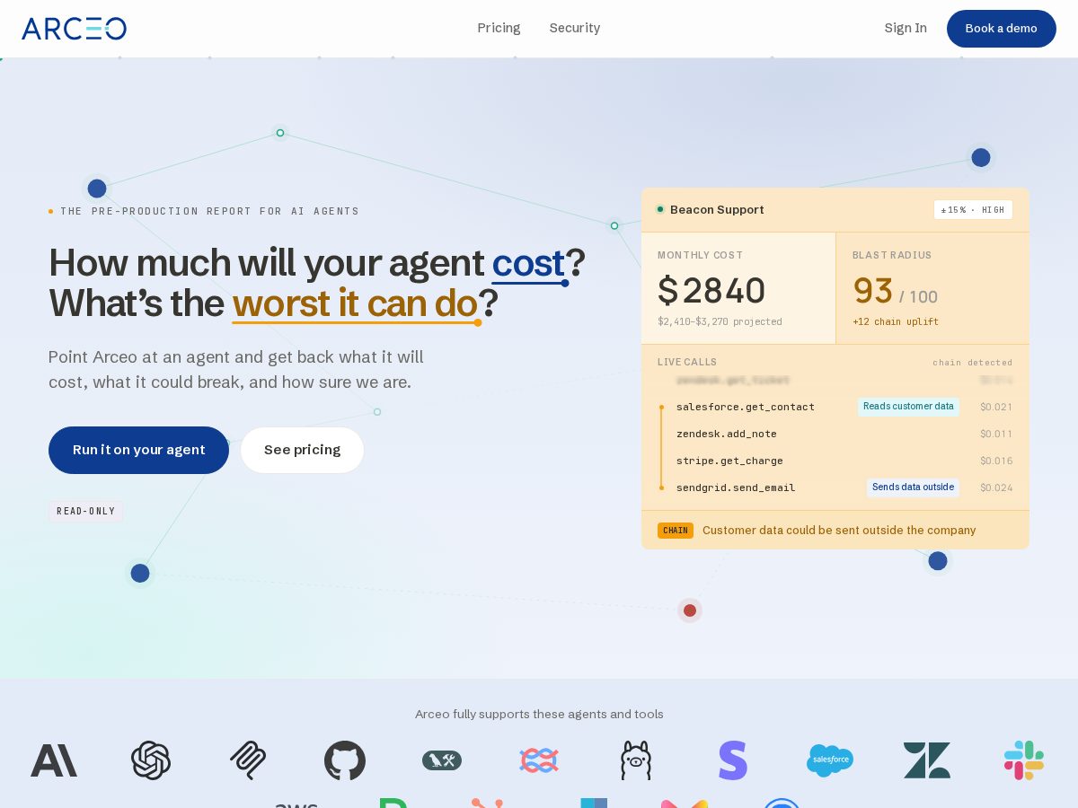 Landing-page snapshot of arceoai.app