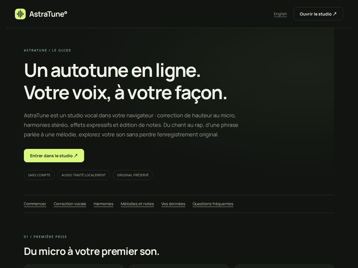 Landing-page snapshot of astratune.com