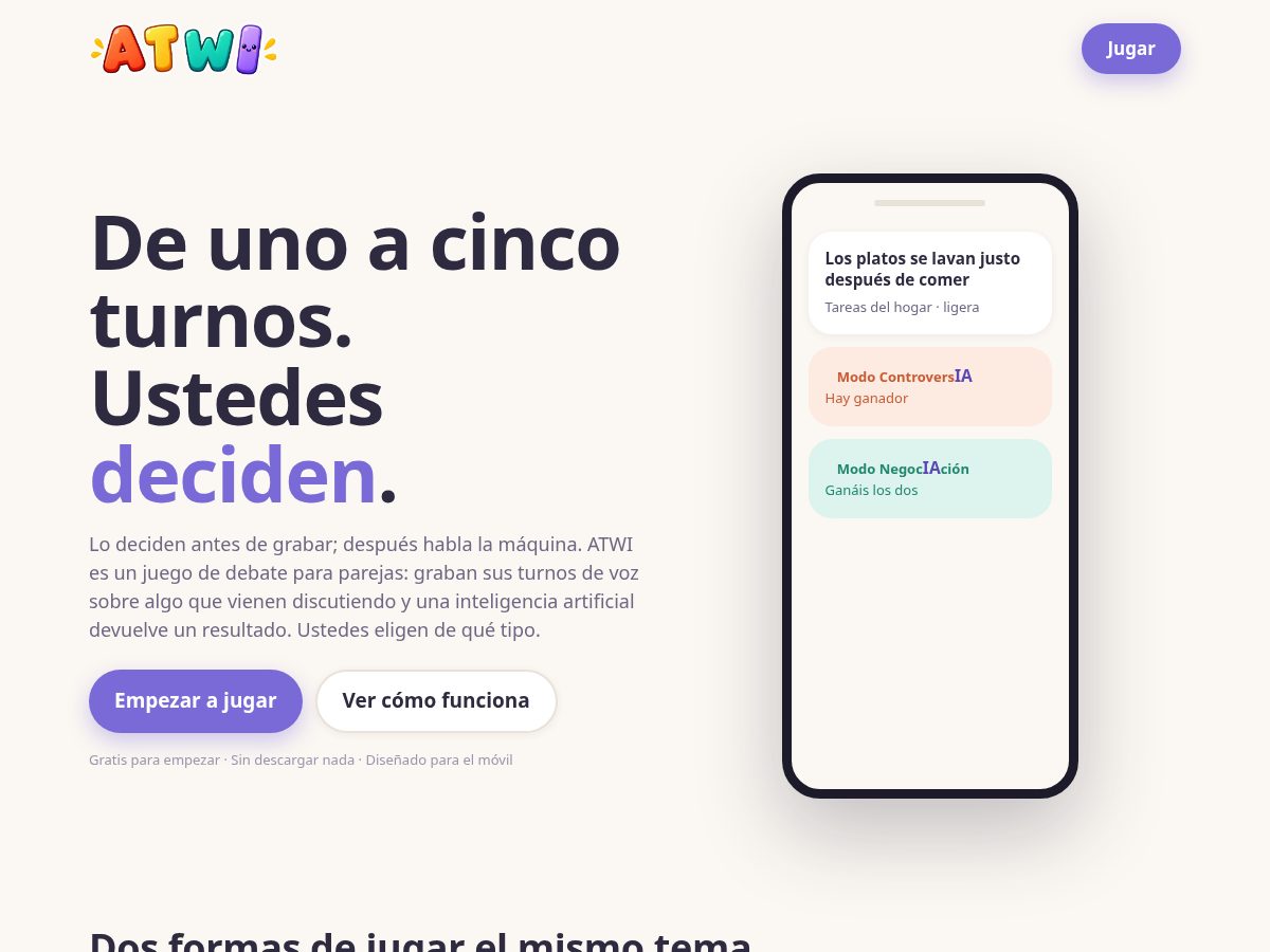 Landing-page snapshot of atwi.app