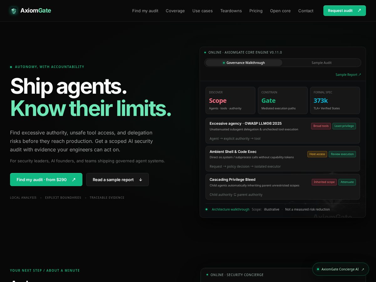 Landing-page snapshot of axiomgate.org