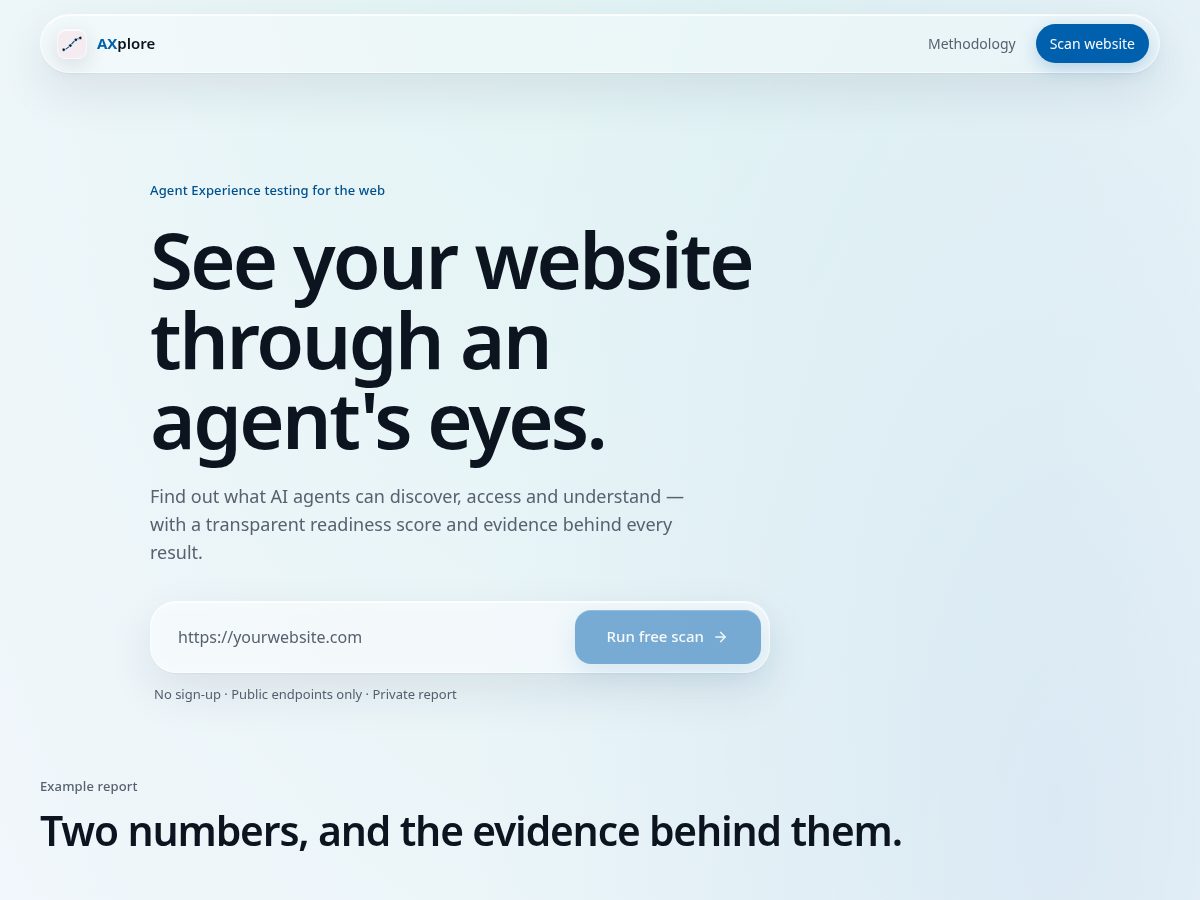 Landing-page snapshot of axplore.app