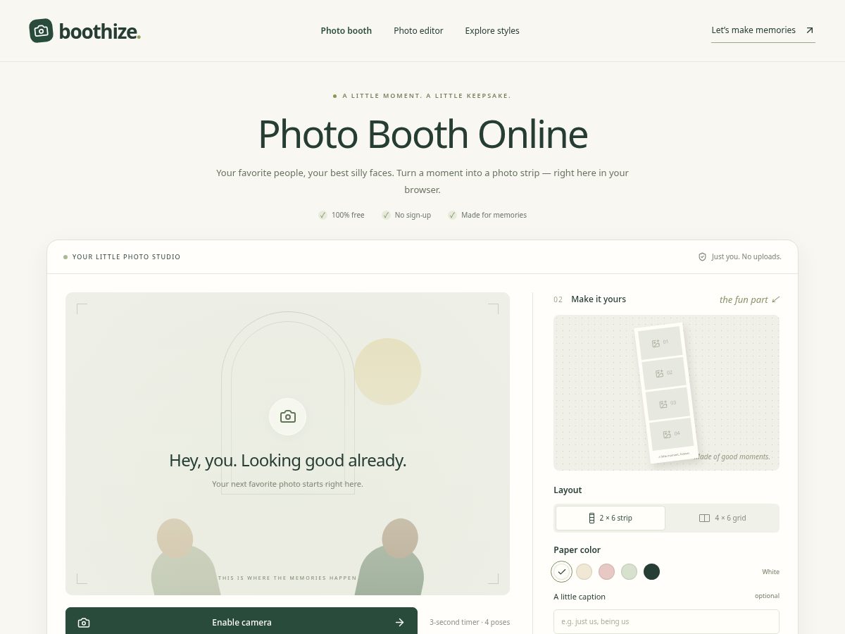 Landing-page snapshot of boothize.com