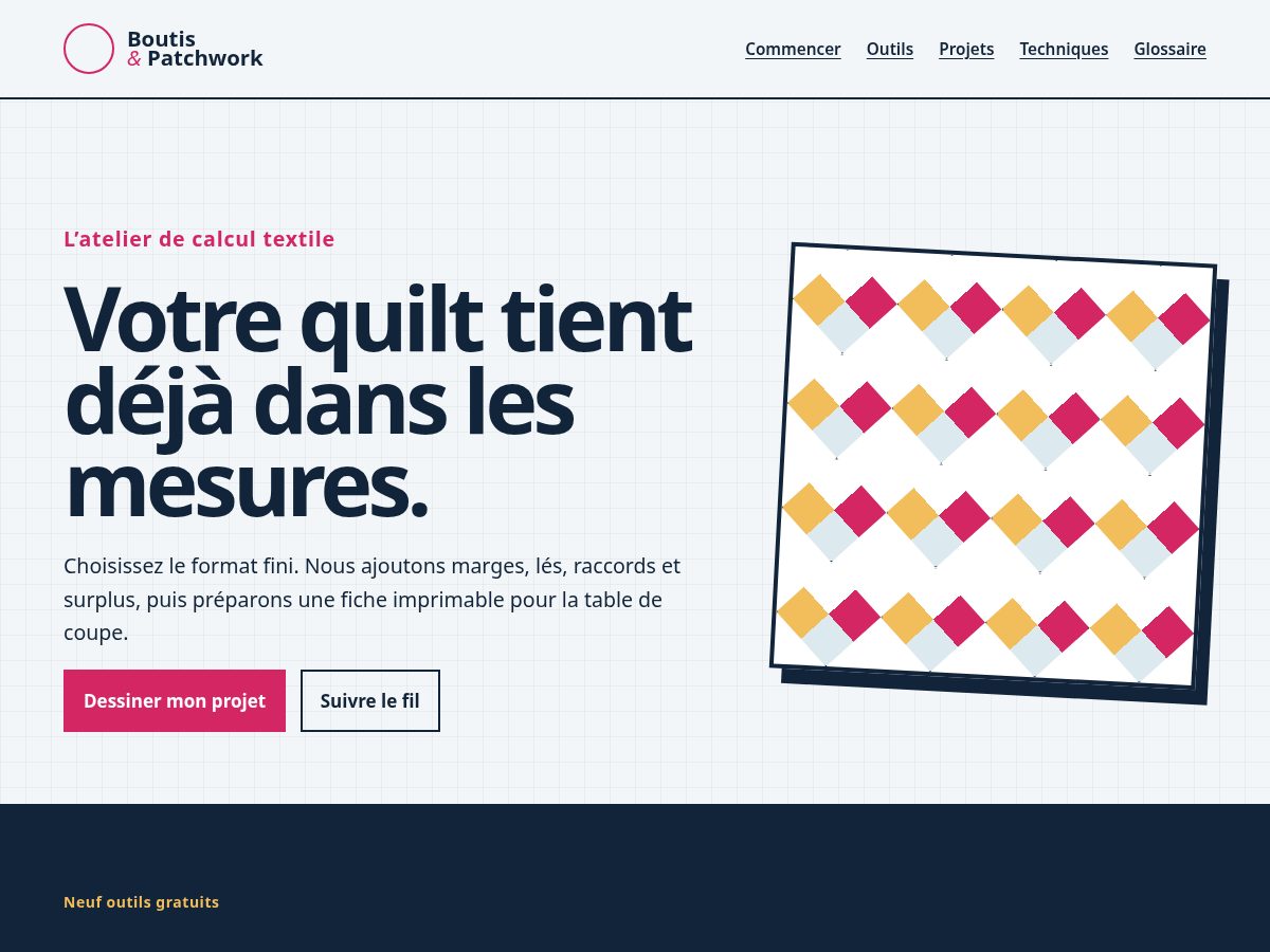 Landing-page snapshot of boutis-patchwork.com