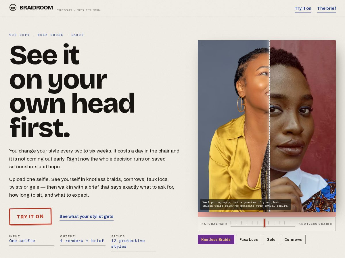 Landing-page snapshot of braidroom.org