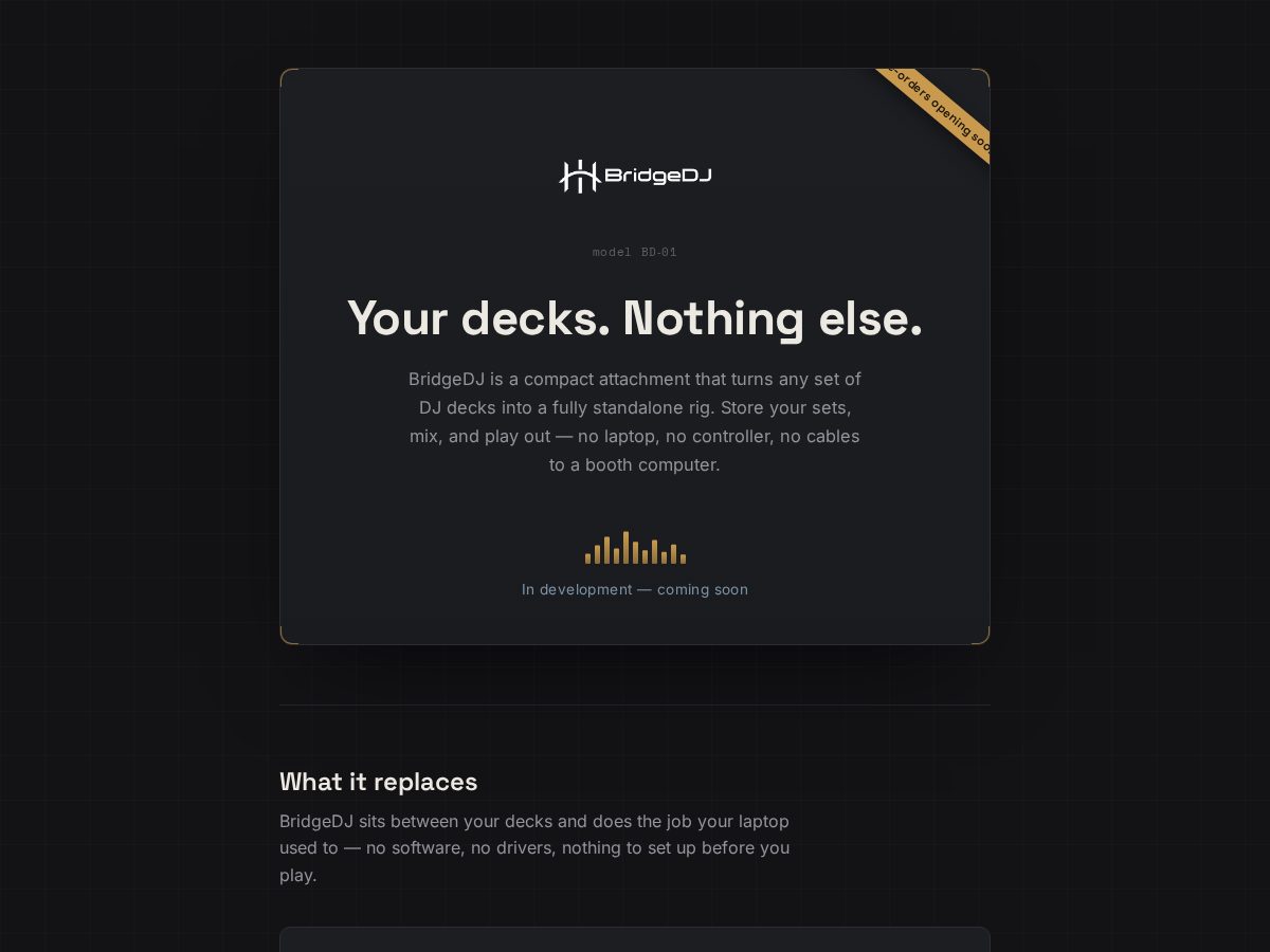 Landing-page snapshot of bridgedj.com