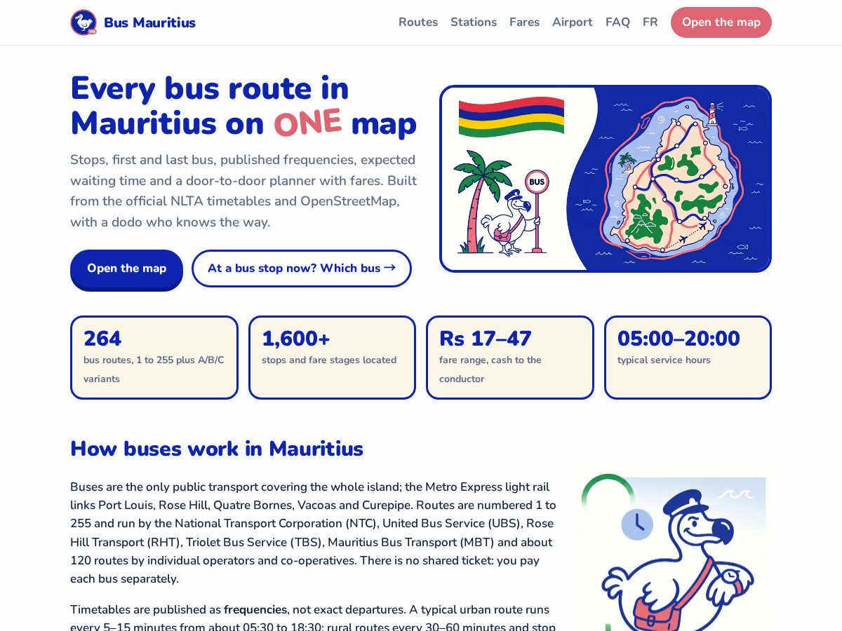 Landing-page snapshot of busmauritius.com