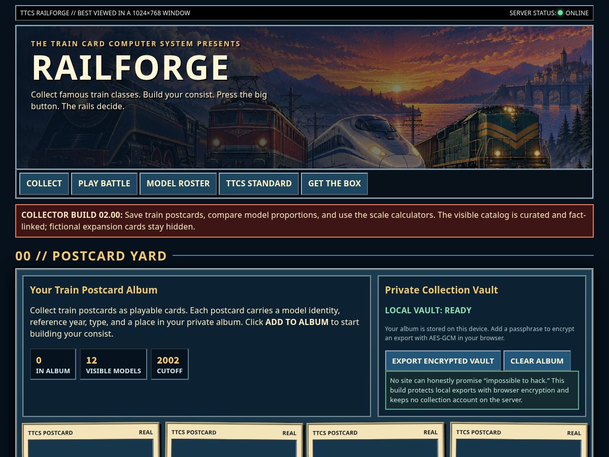 Landing-page snapshot of cardgamearchives.com