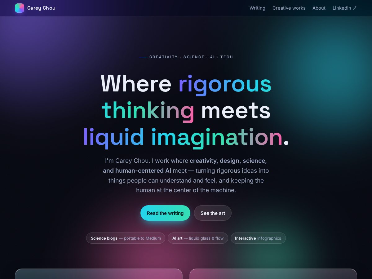 Landing-page snapshot of careychou.tech