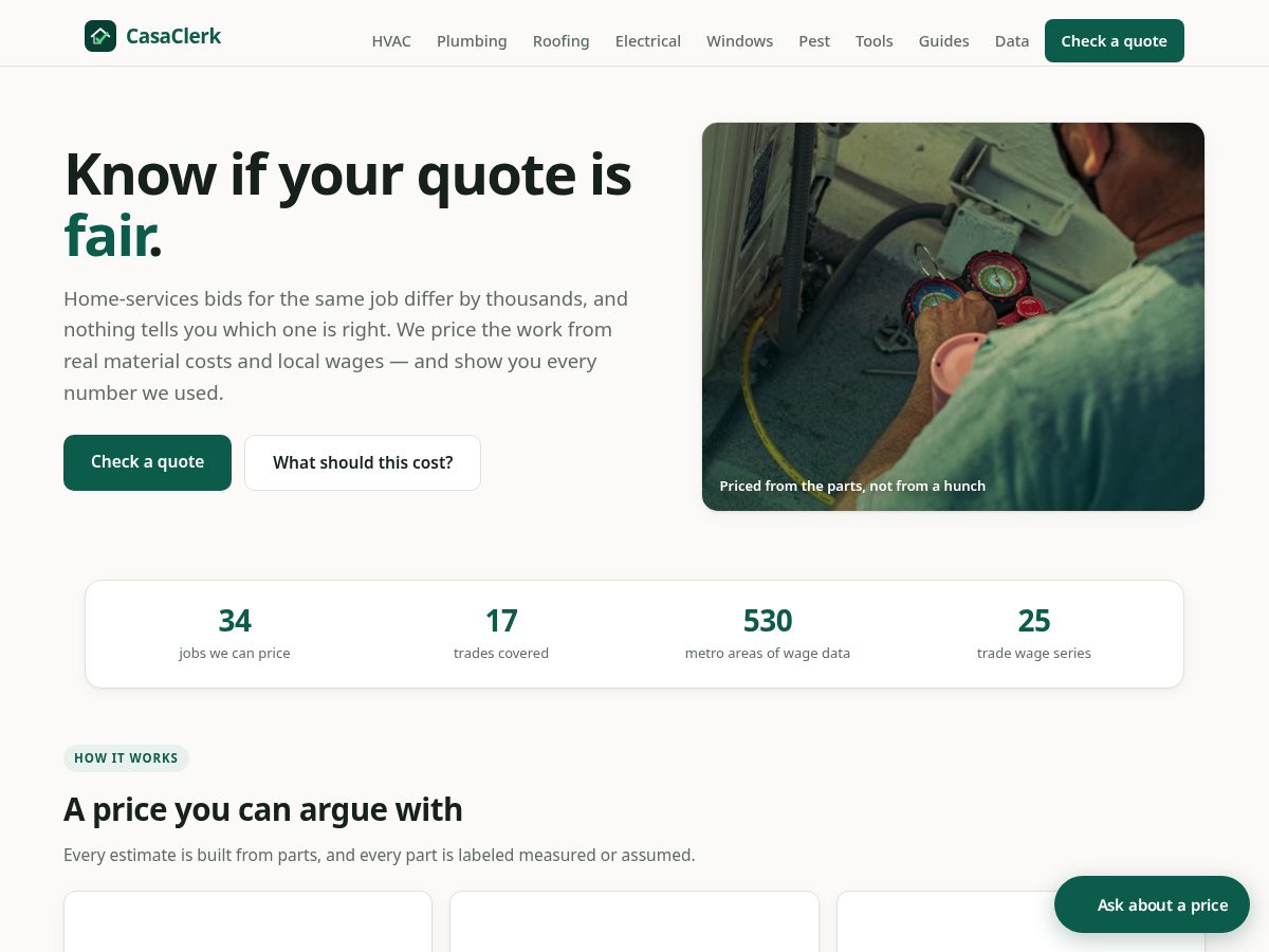 Landing-page snapshot of casaclerk.com