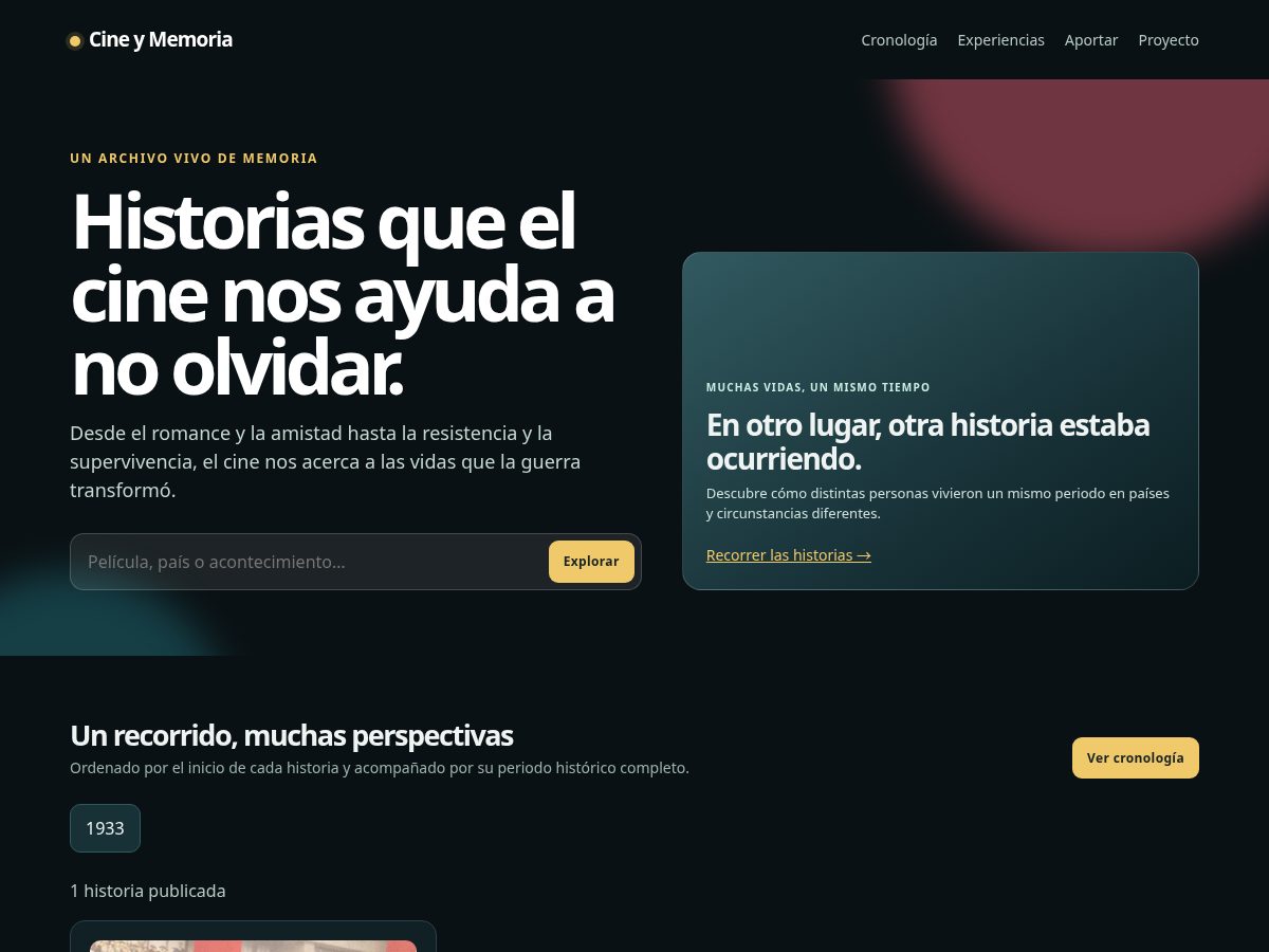 Landing-page snapshot of cineymemoria.org