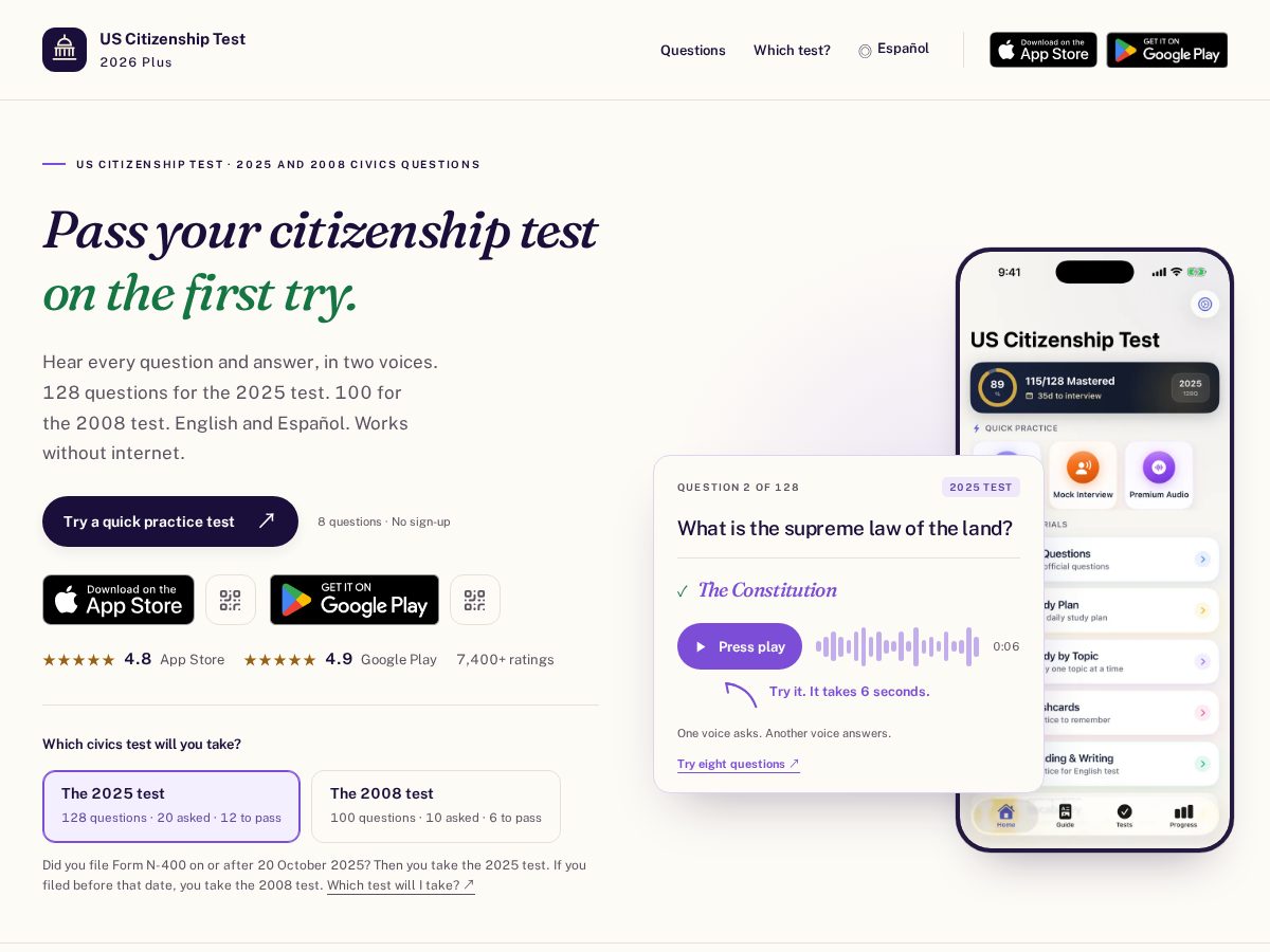Landing-page snapshot of citizenshipprep.org