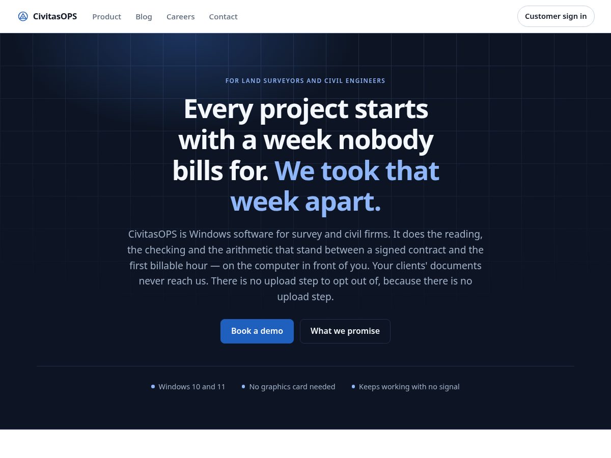 Landing-page snapshot of civitasops.com