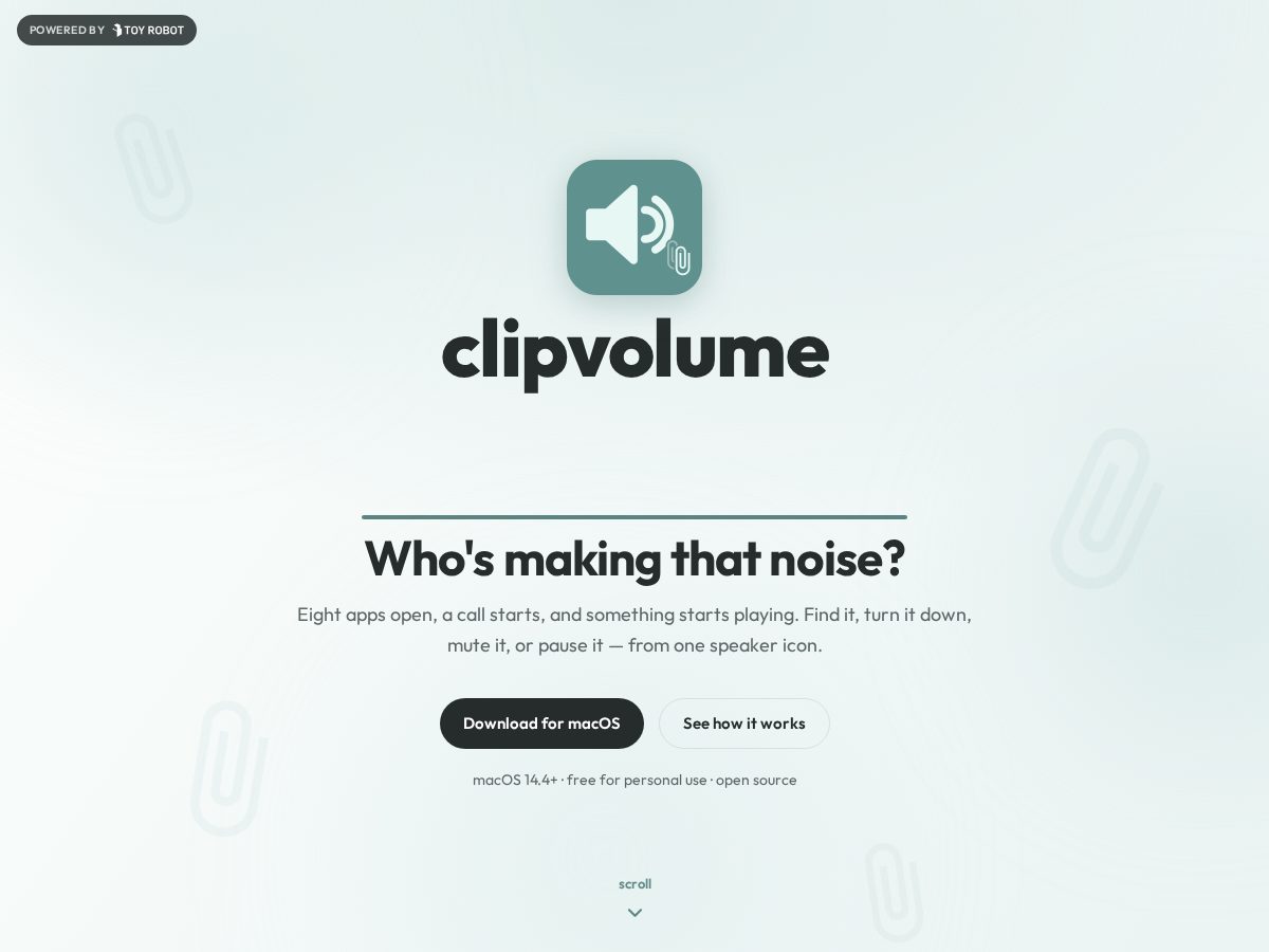 Landing-page snapshot of clipvolume.com