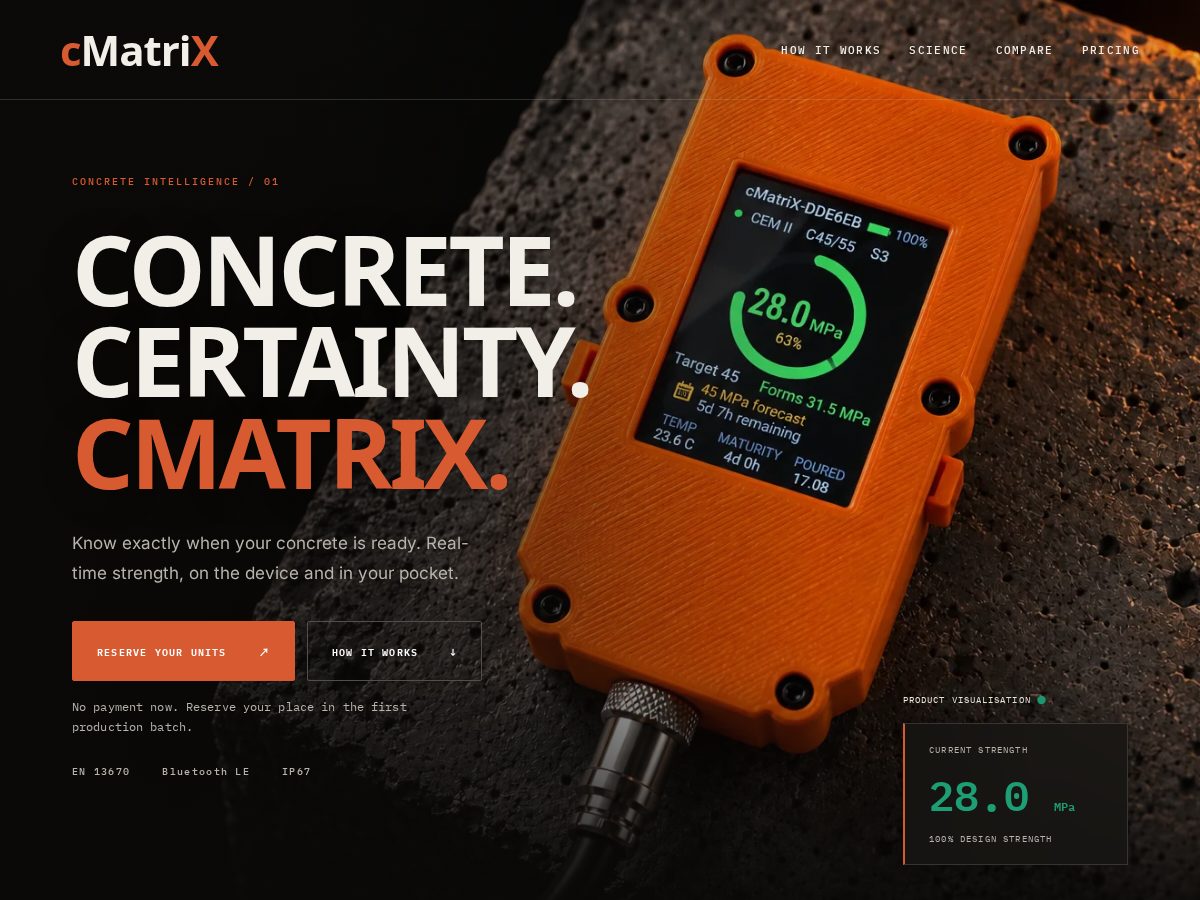 Landing-page snapshot of cmatrixpro.com