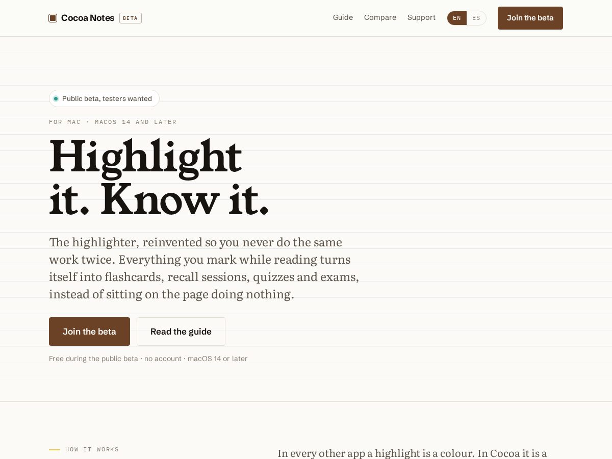 Landing-page snapshot of cocoanotes.app