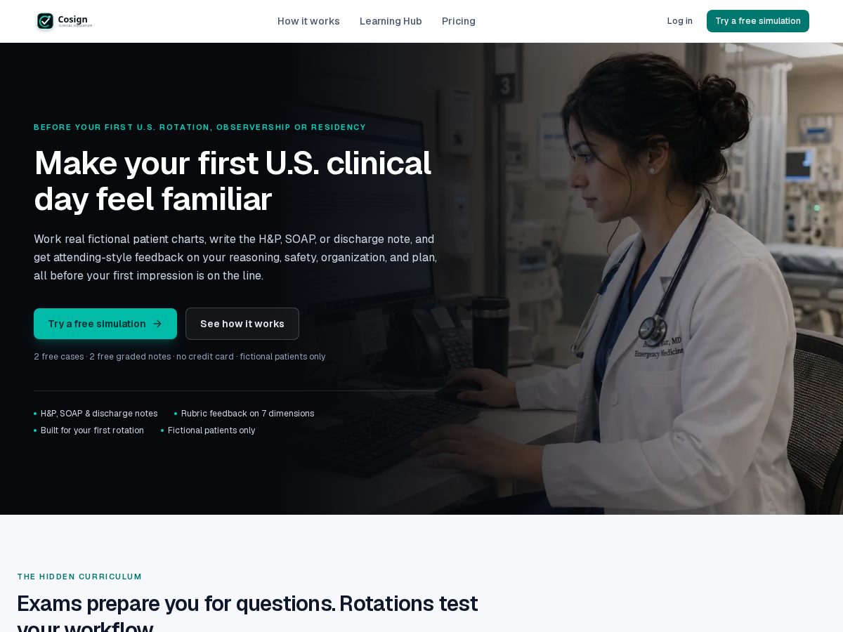 Landing-page snapshot of cosignclinical.com