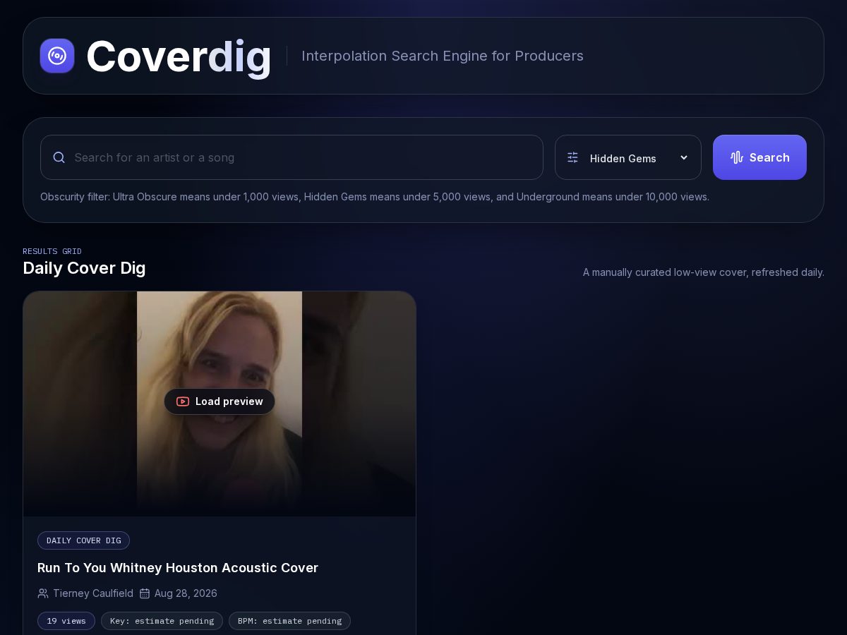 Landing-page snapshot of coverdig.com
