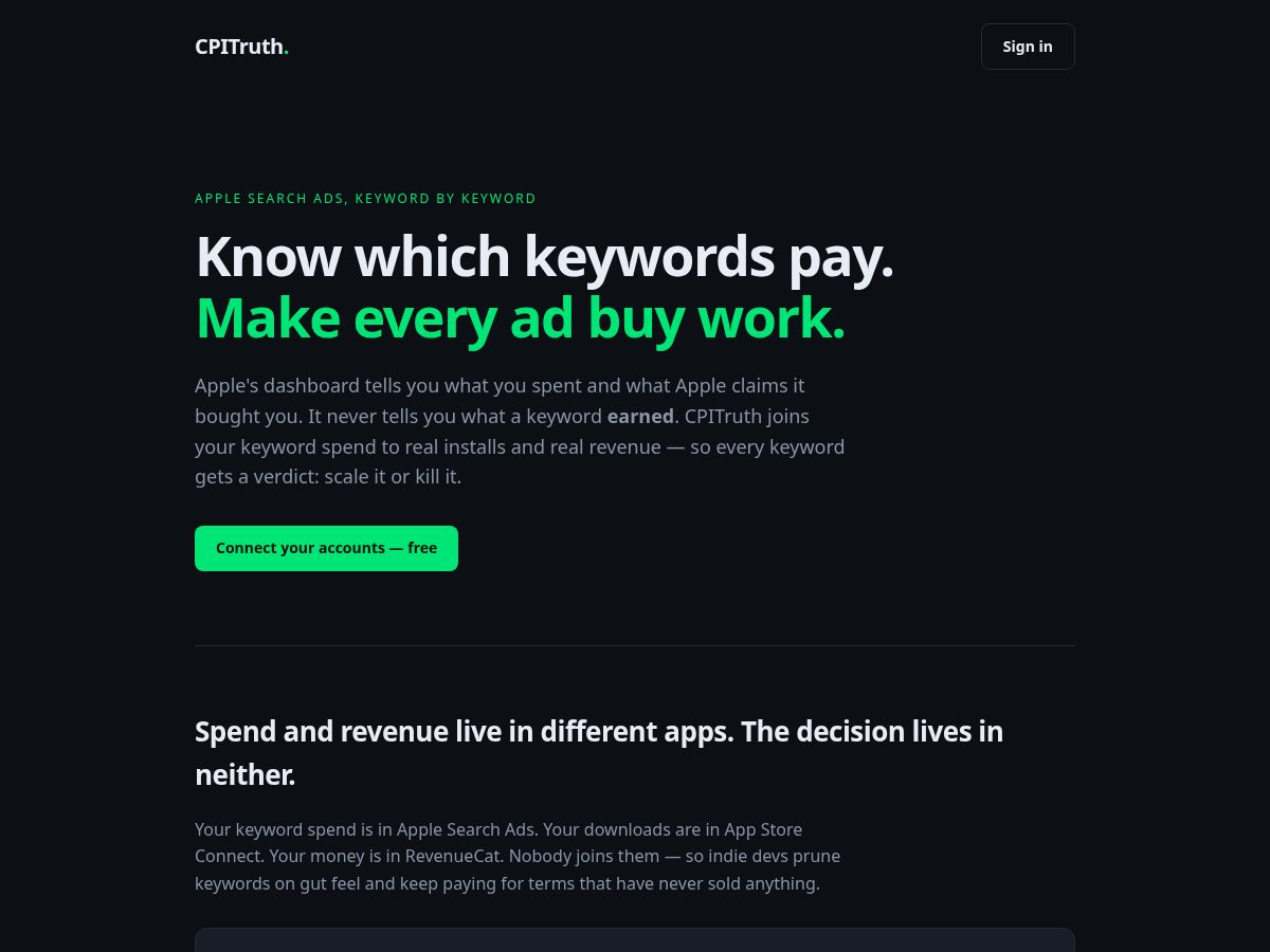 Landing-page snapshot of cpitruth.com
