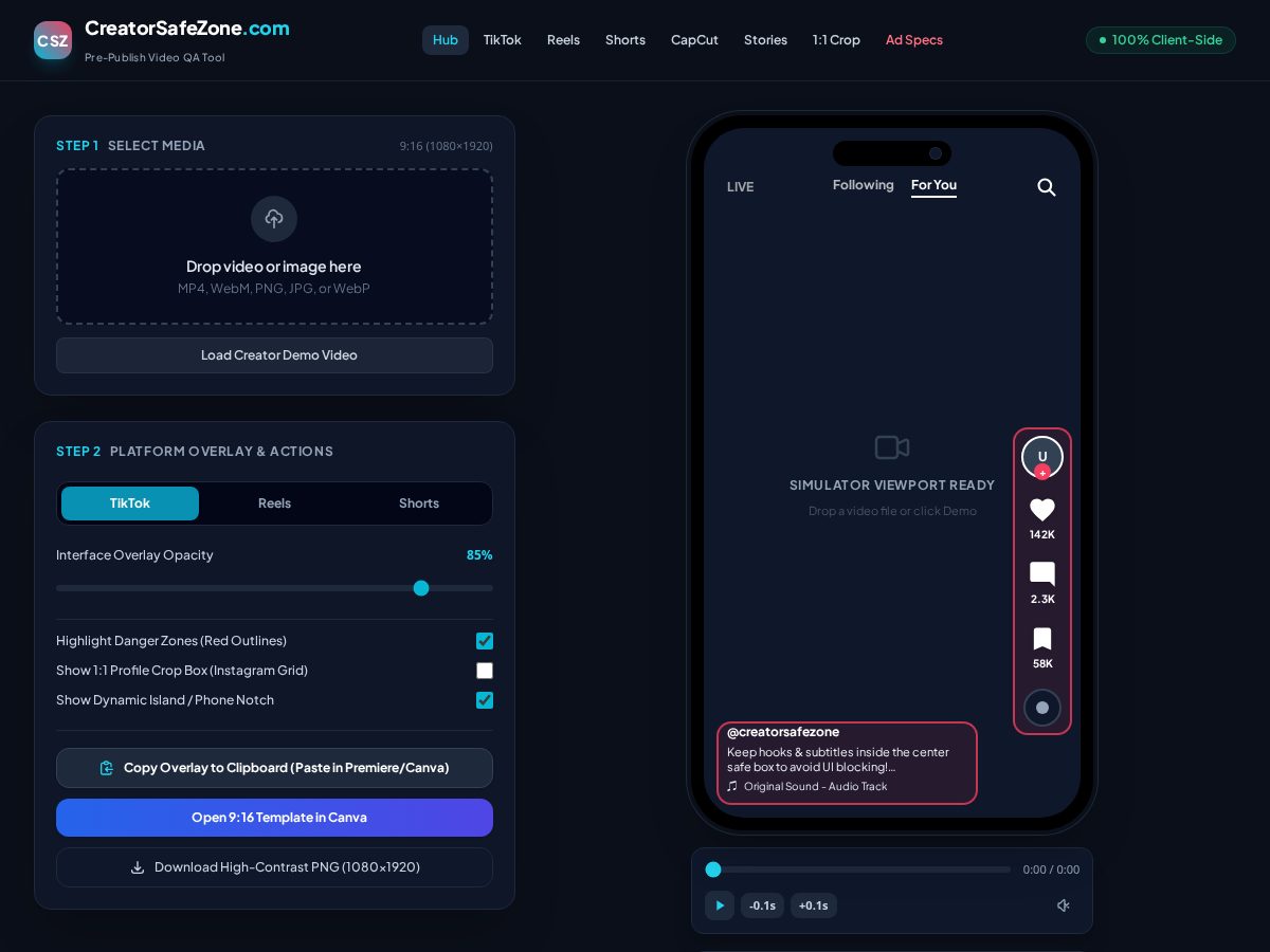 Landing-page snapshot of creatorsafezone.com