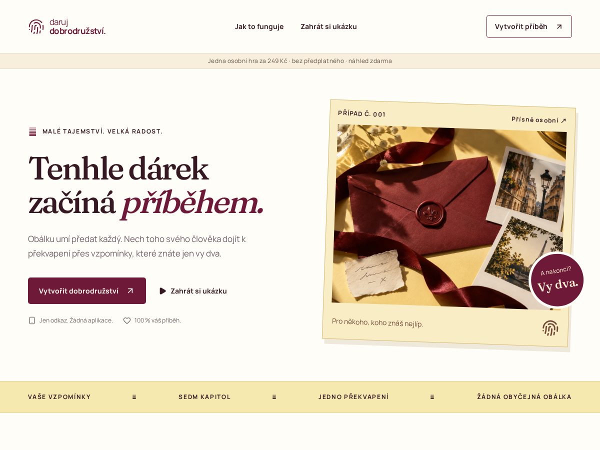 Landing-page snapshot of darujdobrodruzstvi.cloud