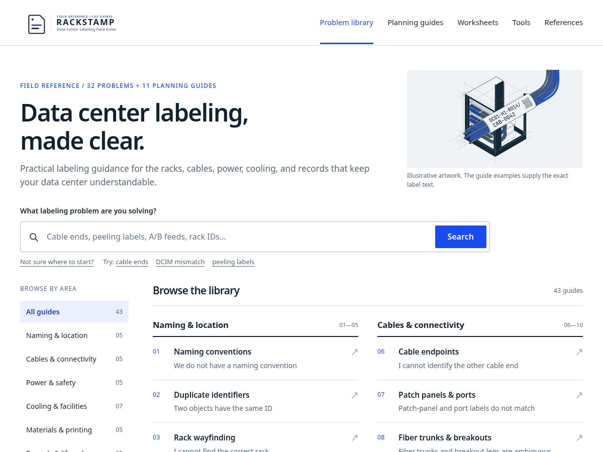 Landing-page snapshot of datacenterlabeling.com