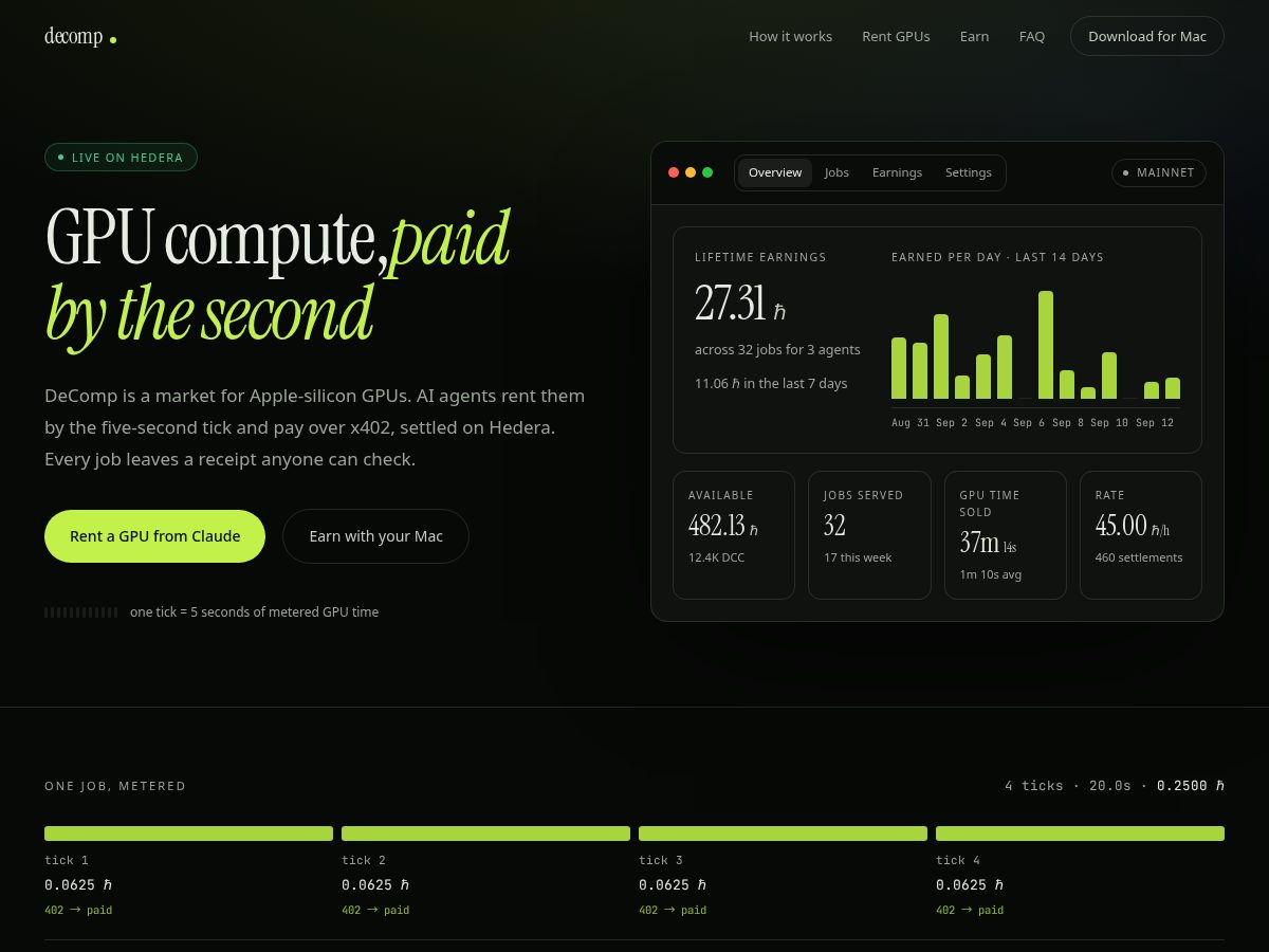 Landing-page snapshot of decomp.cloud