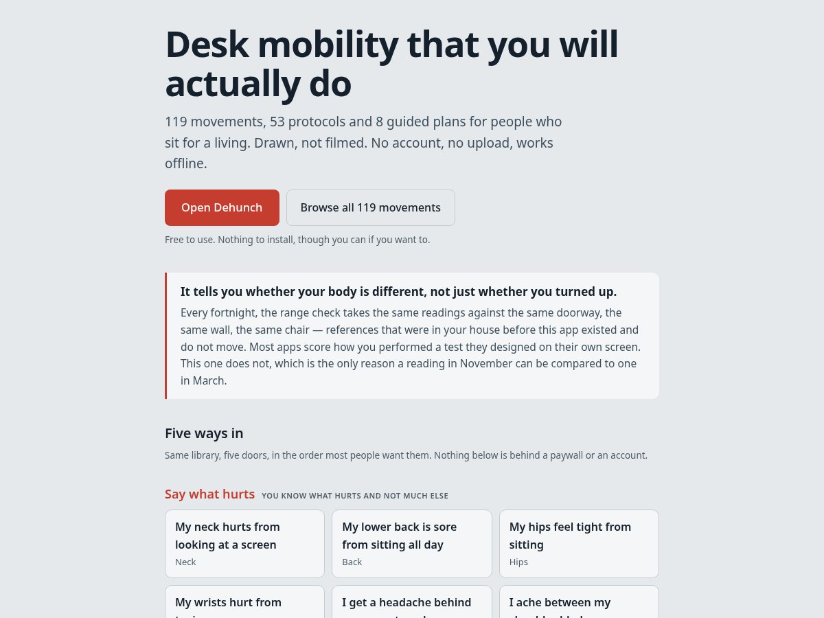 Landing-page snapshot of dehunch.app