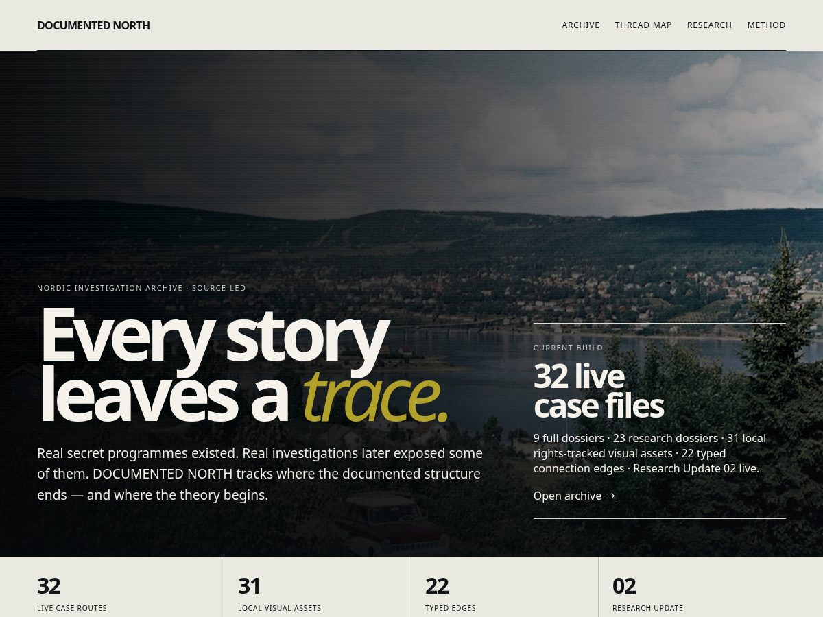 Landing-page snapshot of documentednorth.org