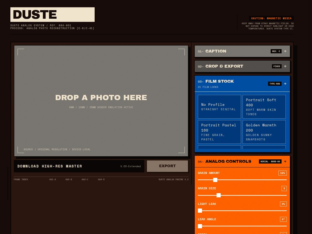 Landing-page snapshot of duste-engine.app