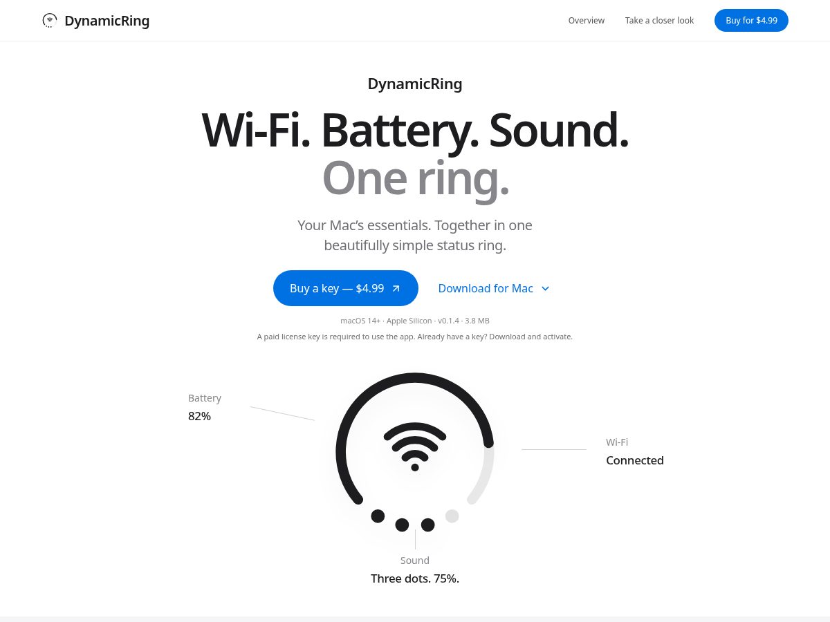 Landing-page snapshot of dynamicring.app