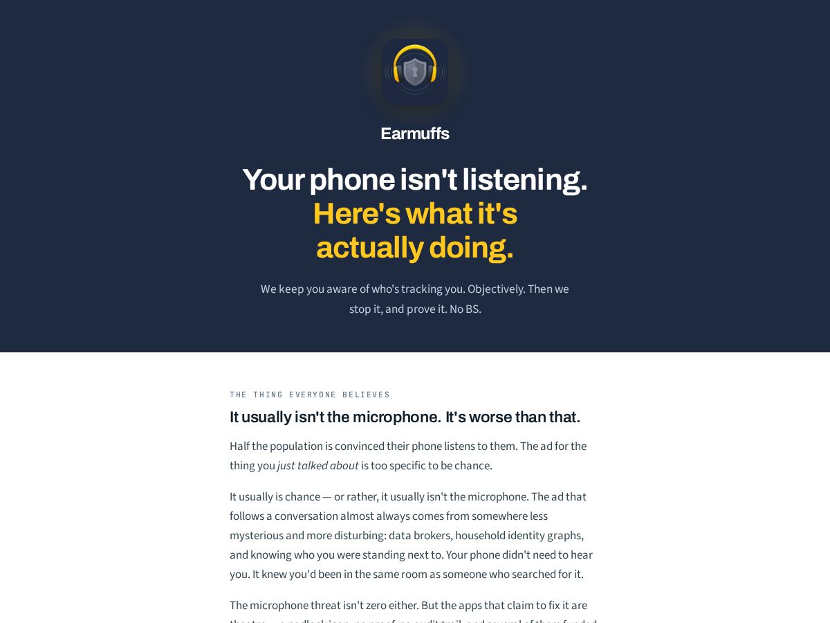 Landing-page snapshot of earmuffs.vip