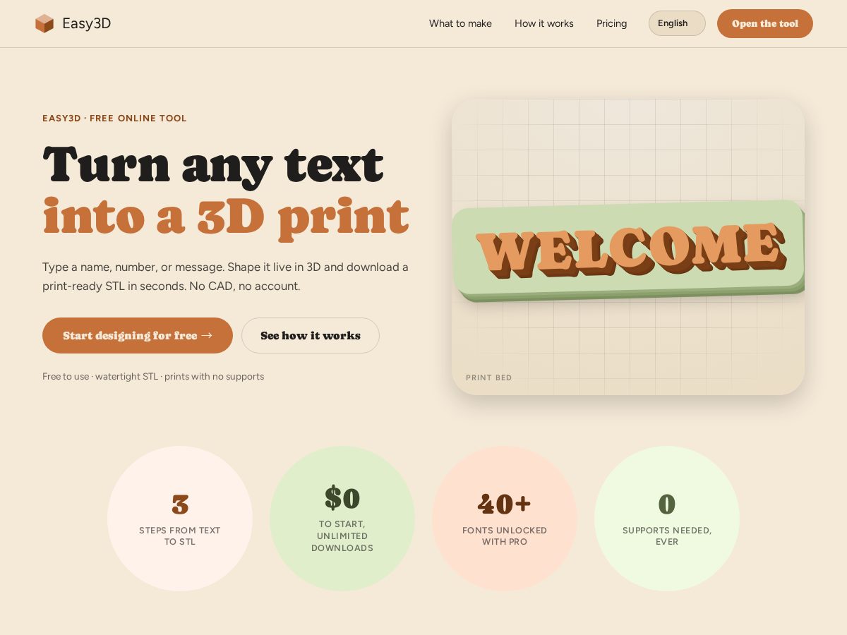 Landing-page snapshot of easy3d.app